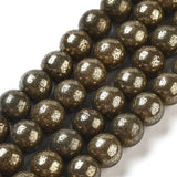 Natural Pyrite Round Beads Strands, Grade A, 6mm, Hole: 1mm, about 62pcs/strand, 15.5 inch, 2Strand/Set