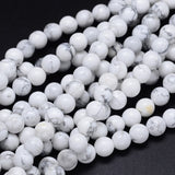 Round Natural Howlite Bead Strands, 6mm, Hole: 1mm, about 65pcs/strand, 15.3 inch, 3Strand/Set