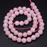 Round Natural Grade AA Madagascar Rose Quartz Beads Strands, 6mm, Hole: 1mm, about 65pcs/strand, 15.3 inch, 2Strand/Set