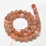 Natural Sunstone Round Bead Strands, 8mm, Hole: 1mm, about 47pcs/strand, 15 inch, 2Strand/Set