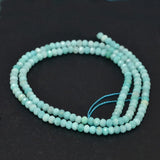 Faceted Rondelle Natural Amazonite Bead Strands, 3x2mm, Hole: 0.8mm, about 163pcs/strand, 15.5 inch