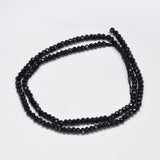 Faceted Rondelle Natural Black Spinel Bead Strands, 3x2mm, Hole: 1mm, about 180pcs/strand, 15.5