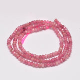 Faceted Rondelle Natural Red Tourmaline Bead Strands, 3x2mm, Hole: 1mm, about 187pcs/strand, 15.5 inch