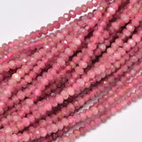 Faceted Rondelle Natural Red Tourmaline Bead Strands, 3x2mm, Hole: 1mm, about 187pcs/strand, 15.5 inch