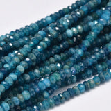 Faceted Rondelle Natural Apatite Bead Strands, 4x3mm, Hole: 0.8mm, about 156pcs/strand, 15.5 inch