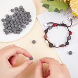 Unwaxed Natural Lava Rock Bead Strands, Round, 8mm, Hole: 1.2mm, about 48pcs/strand, 15.5 inch, 10Strand/Set