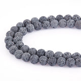 Unwaxed Natural Lava Rock Bead Strands, Round, 8mm, Hole: 1.2mm, about 48pcs/strand, 15.5 inch, 10Strand/Set