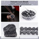 Unwaxed Natural Lava Rock Bead Strands, Round, 8mm, Hole: 1.2mm, about 48pcs/strand, 15.5 inch, 10Strand/Set