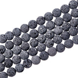 Unwaxed Natural Lava Rock Bead Strands, Round, 8mm, Hole: 1.2mm, about 48pcs/strand, 15.5 inch, 10Strand/Set