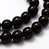 Natural Golden Sheen Obsidian Beads Strands, Round, 8mm, Hole: 1mm, about 49pcs/strand, 15.2 inch, 5Strand/Set