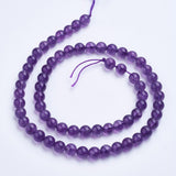 Natural Amethyst Bead Strands, Grade A, Round, 6~6.5mm, Hole: 1mm, about 65pcs/strand, 15.5 inch, 2Strand/Set