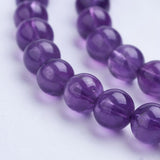 Natural Amethyst Bead Strands, Grade A, Round, 6~6.5mm, Hole: 1mm, about 65pcs/strand, 15.5 inch, 2Strand/Set