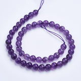 Natural Amethyst Bead Strands, Grade A, Round, 8~8.5mm, Hole: 1mm, about 48pcs/strand, 14.9 inch, 2Strand/Set