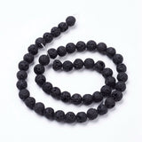 Natural Lava Rock Beads Strands, Round, 8mm, Hole: 1mm, about 49pcs/strand, 15.15 inch