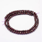 Natural Garnet Beads Strands, Faceted, Round, 4mm, Hole: 1mm, about 86~100pcs/strand, 15.1~15.5 inch(38.5~39.5cm), 2Strand/Set