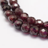 Natural Garnet Beads Strands, Faceted, Round, 4mm, Hole: 1mm, about 86~100pcs/strand, 15.1~15.5 inch(38.5~39.5cm), 2Strand/Set