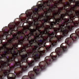 Natural Garnet Beads Strands, Faceted, Round, 4mm, Hole: 1mm, about 86~100pcs/strand, 15.1~15.5 inch(38.5~39.5cm), 2Strand/Set