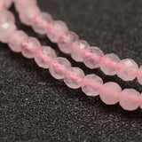 Natural Rose Quartz Beads Strands, Faceted, Round, 3mm, Hole: 0.5~0.6mm, about 120pcs/strand, 15.3~15.7 inch(39~40cm), 2Strand/Set