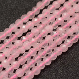 Natural Rose Quartz Beads Strands, Faceted, Round, 3mm, Hole: 0.5~0.6mm, about 120pcs/strand, 15.3~15.7 inch(39~40cm), 2Strand/Set