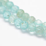 Natural Apatite Beads Strands, Faceted, Round, 3mm, Hole: 0.5~0.6mm, about 144~151pcs/strand, 15.3~15.7 inch(39~40cm), 2Strand/Set