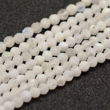 Natural Rainbow Moonstone Beads Strands, Faceted, Round, 3mm, Hole: 0.5~0.6mm, about 144~151pcs/strand, 15.3~15.7 inch(39~40cm), 2Strand/Set