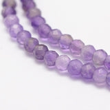 Natural Amethyst Beads Strands, Faceted, Round, 3mm, Hole: 0.5~0.6mm, about 127~135pcs/strand, 15.3~15.7 inch(39~40cm), 2Strand/Set