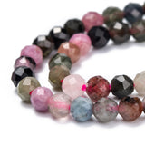 Natural Tourmaline Beads Strands, Faceted, Round, 3mm, Hole: 0.5~0.6mm, about 133~144pcs/strand, 15.3~15.7 inch(39~40cm), 2Strand/Set