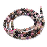 Natural Tourmaline Beads Strands, Faceted, Round, 3mm, Hole: 0.5~0.6mm, about 133~144pcs/strand, 15.3~15.7 inch(39~40cm), 2Strand/Set