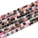 Natural Tourmaline Beads Strands, Faceted, Round, 3mm, Hole: 0.5~0.6mm, about 133~144pcs/strand, 15.3~15.7 inch(39~40cm), 2Strand/Set