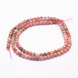 Natural Rhodonite Beads Strands, Faceted, Round, 3mm, Hole: 0.5~0.6mm, about 144~151pcs/strand, 15.3~15.7 inch(39~40cm), 2Strand/Set