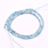 Natural Aquamarine Beads Strands, Faceted, Round, 2mm, Hole: 0.5mm, about 210~220pcs/strand, 15.7 inch(40cm), 2Strand/Set