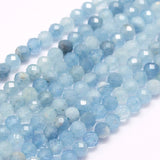 Natural Aquamarine Beads Strands, Faceted, Round, 2mm, Hole: 0.5mm, about 210~220pcs/strand, 15.7 inch(40cm), 2Strand/Set