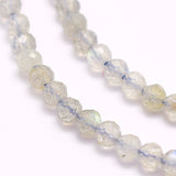 Natural Labradorite Beads Strands, Faceted, Round, 3mm, Hole: 0.5mm, about 132pcs/strand, 15.7 inch(40cm), 2Strand/Set