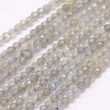 Natural Labradorite Beads Strands, Faceted, Round, 3mm, Hole: 0.5mm, about 132pcs/strand, 15.7 inch(40cm), 2Strand/Set