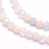 Natural Morganite Beads Strands, Faceted, Round, 2mm, Hole: 0.5mm, about 210~220pcs/strand, 15.7 inch(40cm), 2Strand/Set