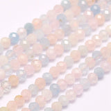 Natural Morganite Beads Strands, Faceted, Round, 2mm, Hole: 0.5mm, about 210~220pcs/strand, 15.7 inch(40cm), 2Strand/Set