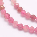 Natural Red Tourmaline Beads Strands, Grade A, Faceted, Round, 2mm, Hole: 0.5mm, about 210~220pcs/strand, 15.7 inch(40cm), 2Strand/Set