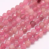 Natural Red Tourmaline Beads Strands, Grade A, Faceted, Round, 2mm, Hole: 0.5mm, about 210~220pcs/strand, 15.7 inch(40cm), 2Strand/Set