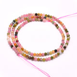 Natural Tourmaline Beads Strands, Grade AA, Faceted, Round, 3mm, Hole: 0.5mm, about 132pcs/strand, 15.7 inch(40cm), 2Strand/Set