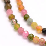 Natural Tourmaline Beads Strands, Grade AA, Faceted, Round, 3mm, Hole: 0.5mm, about 132pcs/strand, 15.7 inch(40cm), 2Strand/Set