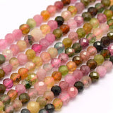 Natural Tourmaline Beads Strands, Grade AA, Faceted, Round, 3mm, Hole: 0.5mm, about 132pcs/strand, 15.7 inch(40cm), 2Strand/Set