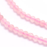 Natural Rose Quartz Beads Strands, Faceted, Round, 2~2.5mm, Hole: 0.5mm, about 165pcs/strand, 15.7 inch(40cm), 2Strand/Set