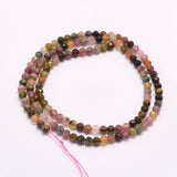 Natural Tourmaline Beads Strands, Faceted, Round, 3mm, Hole: 0.5mm, about 132pcs/strand, 15.5 inch(39.5cm), 2Strand/Set