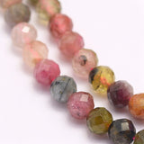 Natural Tourmaline Beads Strands, Faceted, Round, 3mm, Hole: 0.5mm, about 132pcs/strand, 15.5 inch(39.5cm), 2Strand/Set