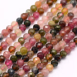 Natural Tourmaline Beads Strands, Faceted, Round, 3mm, Hole: 0.5mm, about 132pcs/strand, 15.5 inch(39.5cm), 2Strand/Set