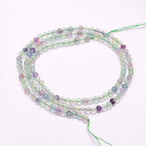 Natural Fluorite Beads Strands, Faceted, Round, 3mm, Hole: 0.5mm, about 132pcs/strand, 15.5 inch(39.5cm), 2Strand/Set