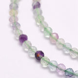 Natural Fluorite Beads Strands, Faceted, Round, 3mm, Hole: 0.5mm, about 132pcs/strand, 15.5 inch(39.5cm), 2Strand/Set