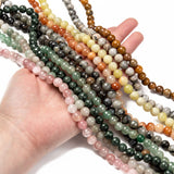 Natural Gemstone Beads Strands, Mixed Stone, Round, 8mm, Hole: 0.8~1mm, about 46pcs/Strand, 14.96 inch(38cm), 10Strand/Set