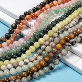 Natural Gemstone Beads Strands, Mixed Stone, Round, 8mm, Hole: 0.8~1mm, about 46pcs/Strand, 14.96 inch(38cm), 10Strand/Set