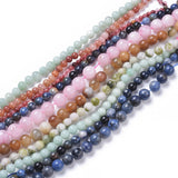 Natural Gemstone Beads Strands, Dyed, Mixed Stone, Round, 4~12mm, Hole: 0.8~1.2mm, about 64pcs/strand, 15~15.5 inch(38~39cm), 10Strand/Set